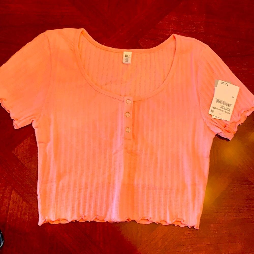 BP Women’s pointelle rib crop top Henley cotton size XS, NWT